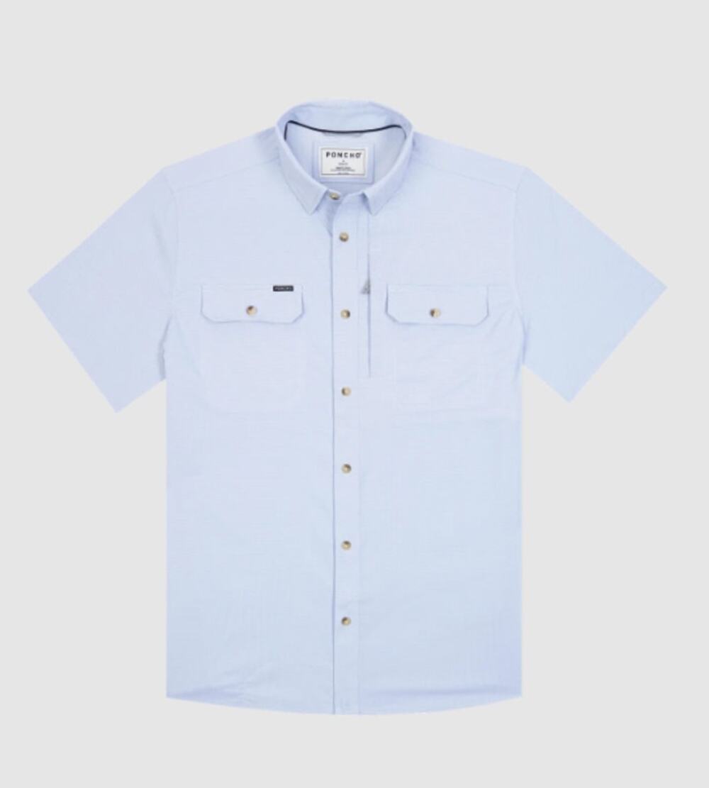 Poncho Outdoors The Anchoa Short-Sleeve Performance Shirt Blue Microcheck Small